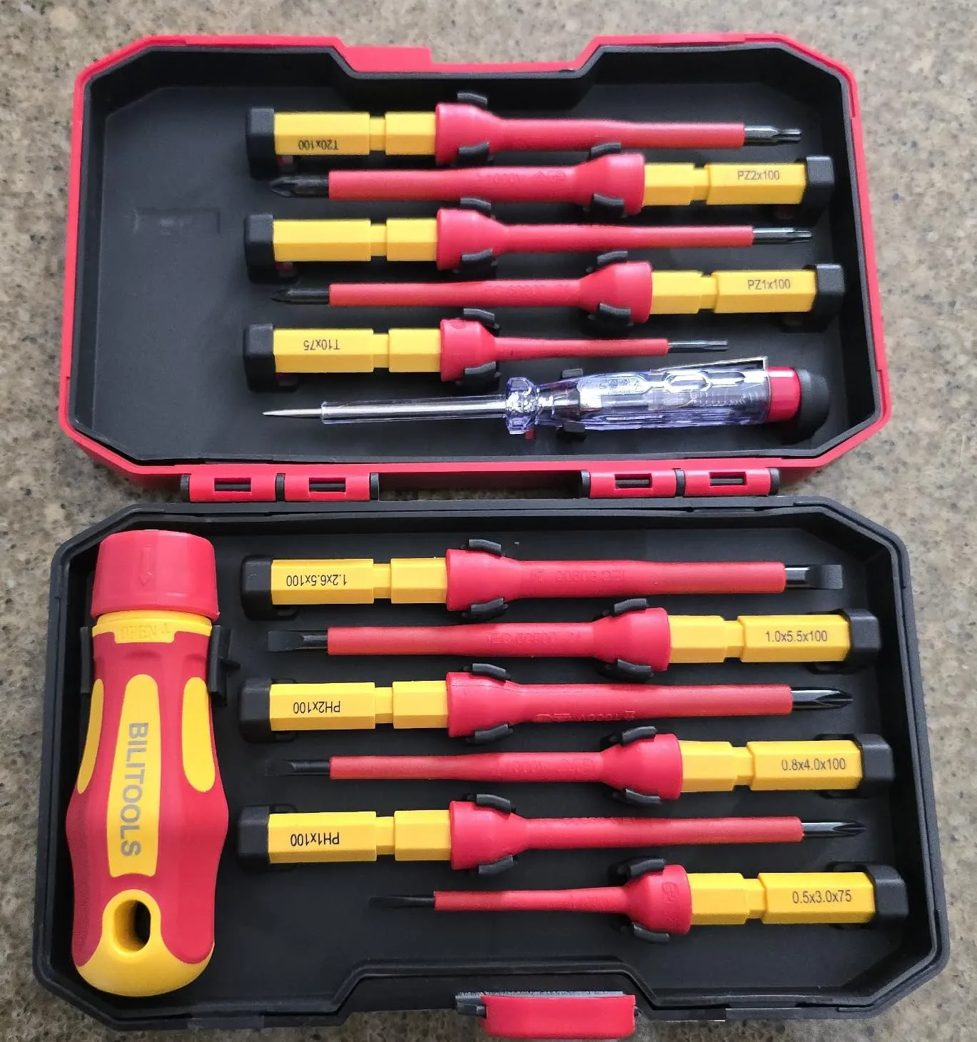 BILITOOLS 1000V Insulated Electrician Screwdriver & Pliers Set - 7pcs Electrical Tools Kit with Magnetic Phillips, Slotted Screwdrivers, VDE & GS Certified
