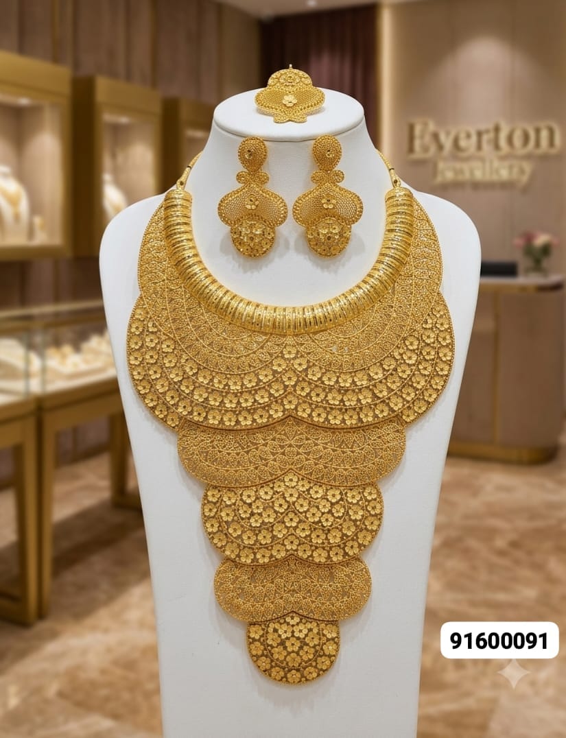 Everton Jewellery Set – Multi-Tiered Bridal Necklace Set (Pack of 1)