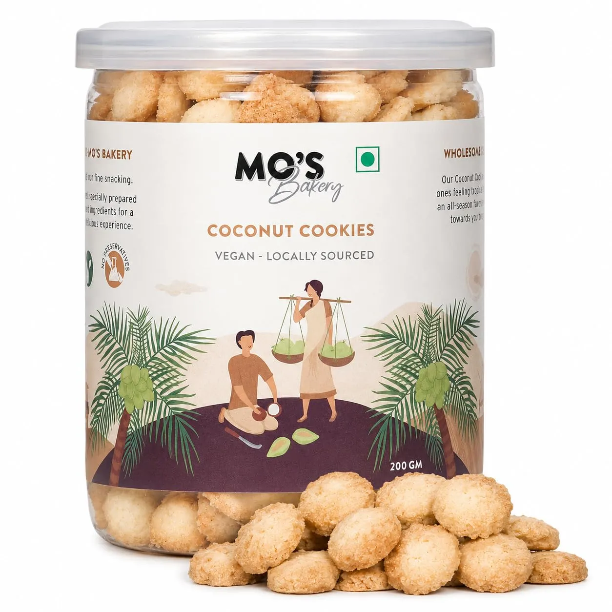 Mo's Coconut Cookies, 200 G| Vegan | Tasty and Nutritious cookies |100% Natural & Preservatives Free