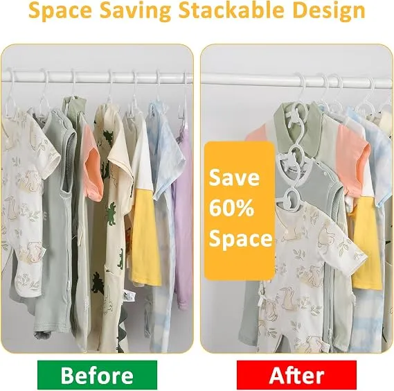 30 Pack Baby Hangers 11"-14" Adjustable Kids Hangers White | Non-Slip Toddler Clothes Hangers Space Saving Plastic Infant Hangers For Girl Boy Toddler Kids Child