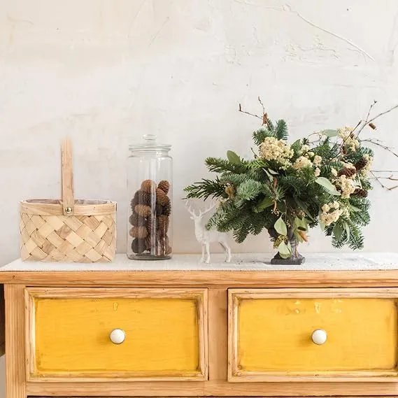 Camping Wooden Planter Woven Hamper Baskets Wedding Floral Basket Hand-woven Storage Box Storage Basket Agricultural Products Bamboo Portable Box