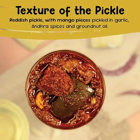 FarmDidi Avakaya Mango Pickle | Avakaya Aam Ka Achaar | Preservative Free Indian Spicy Aam Ka Achar | Andhra Style Authentic Special Mango Pickle | Theekha Homemade Pickles 325g