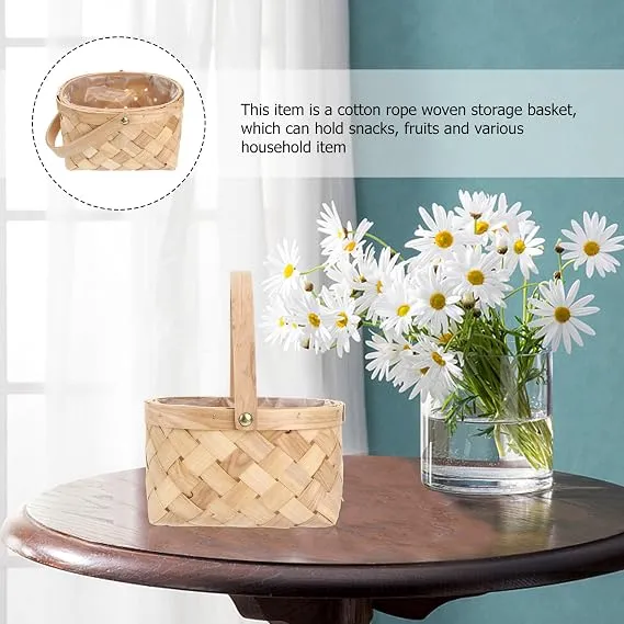 Camping Wooden Planter Woven Hamper Baskets Wedding Floral Basket Hand-woven Storage Box Storage Basket Agricultural Products Bamboo Portable Box