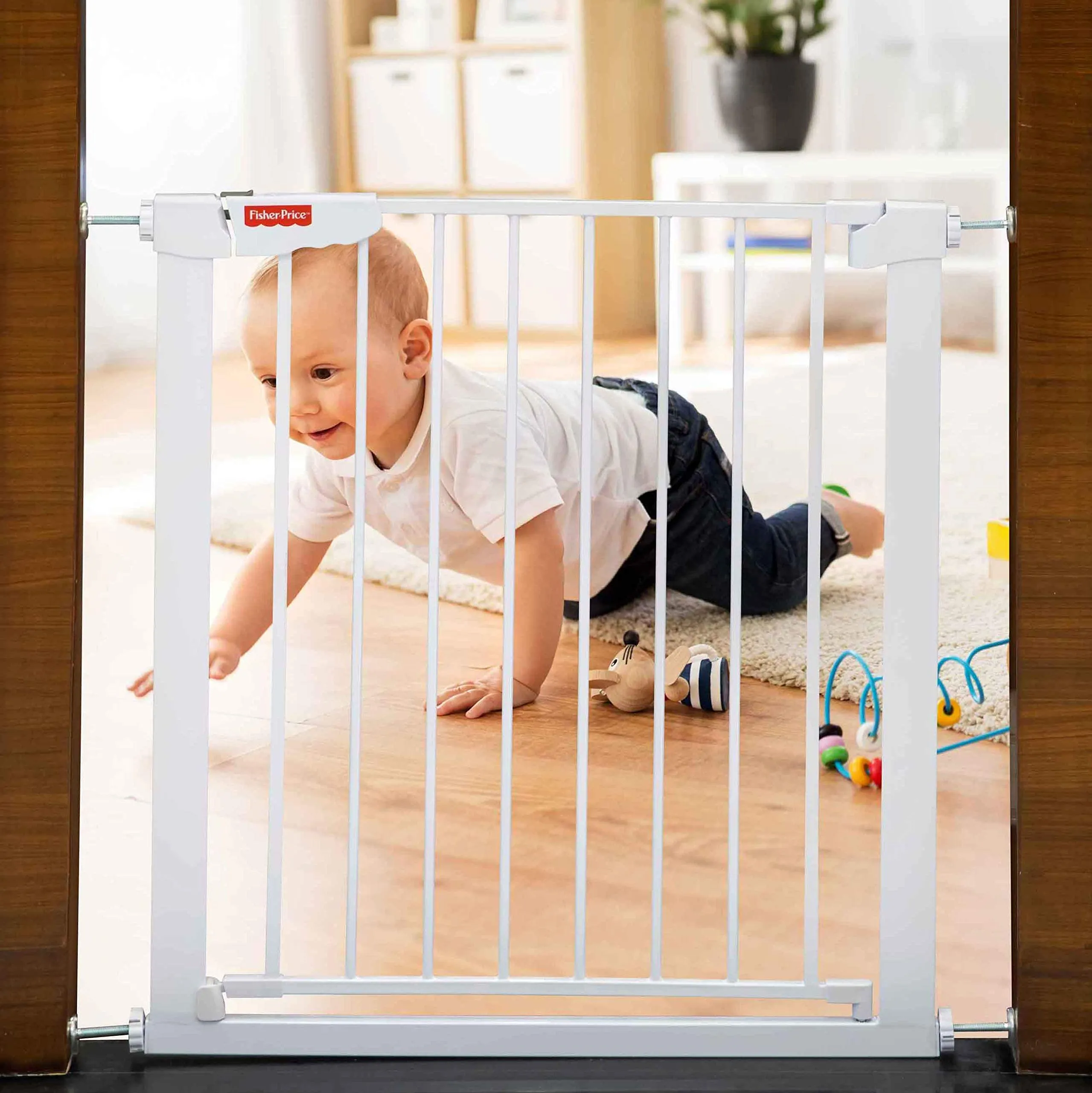 Safe-O-Kid® (75-85 cm) Pure Metal Baby Safety Gate with 1 Year Manufacturer Warranty, Adjustable, 2 Way Auto Close, Barrier for Stairs, Door and Hallways, Barrier Fence- Blue