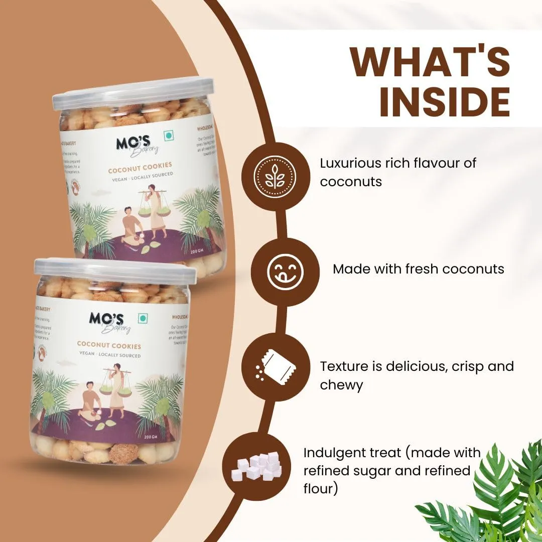 Mo's Coconut Cookies, 200 G| Vegan | Tasty and Nutritious cookies |100% Natural & Preservatives Free