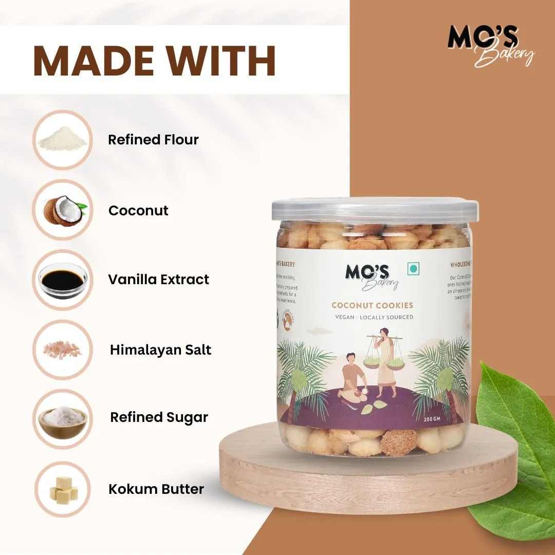 Mo's Coconut Cookies, 200 G| Vegan | Tasty and Nutritious cookies |100% Natural & Preservatives Free