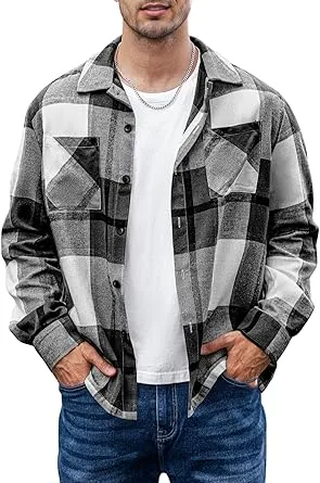 Shirt for Men 2023 Casual Stylish Plaid Long Sleeve Button Down T Shirts Going Out Fashion Business Work Tees