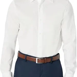 Mens Dress Shirts Slim Fit Long Sleeve Solid Button Down T-Shirt Regular-Fit Collared Shirts Work Party Tops Tees