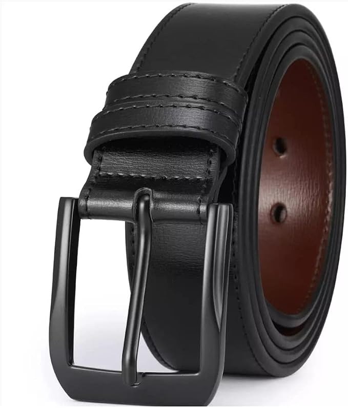 Men's Genuine Leather Dress Belt Stitched Design 38mm Regular
