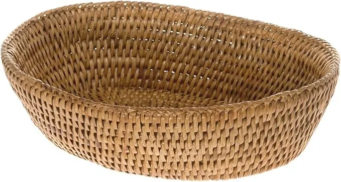 KOUBOO La Jolla Bread Basket | Perfect for Wicker Fruit Basket, Proofing Basket, Serving | Wicker Rattan Basket for Kitchen & Home Decor, Honey-Brown