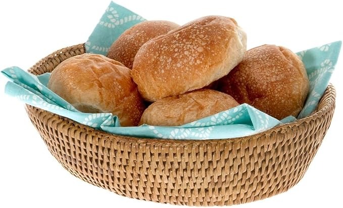 KOUBOO La Jolla Bread Basket | Perfect for Wicker Fruit Basket, Proofing Basket, Serving | Wicker Rattan Basket for Kitchen & Home Decor, Honey-Brown