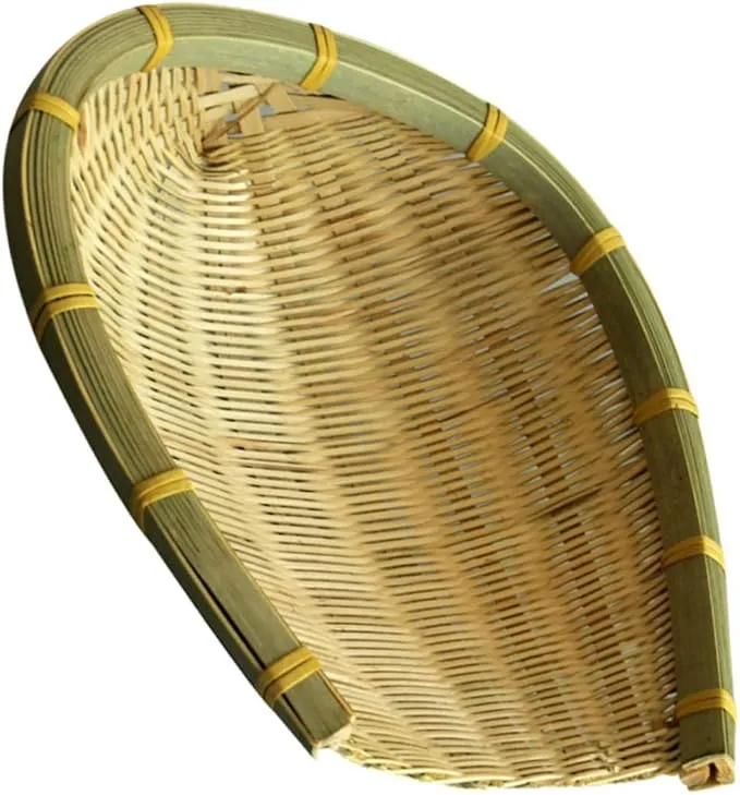 1pc Bamboo Dustpan Woven Hamper Small Wicker Basket Vegetable Baskets for Kitchen