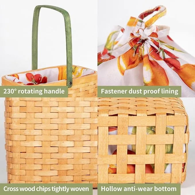 Flower Baskets, Wooden Wedding Baskets, Gift Baskets, Picnic Baskets with Flowers, Suitable for Outdoor Events, Wedding venues, and Home Decor.