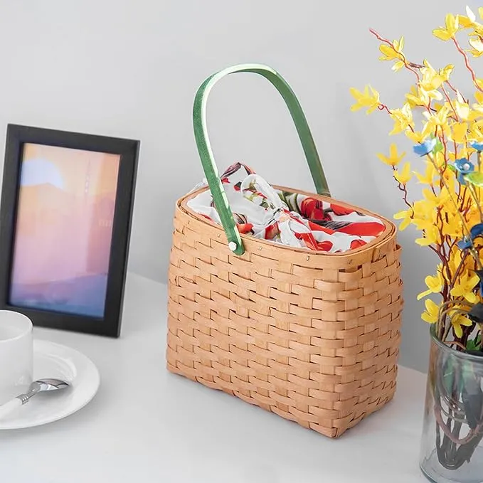 Flower Baskets, Wooden Wedding Baskets, Gift Baskets, Picnic Baskets with Flowers, Suitable for Outdoor Events, Wedding venues, and Home Decor.