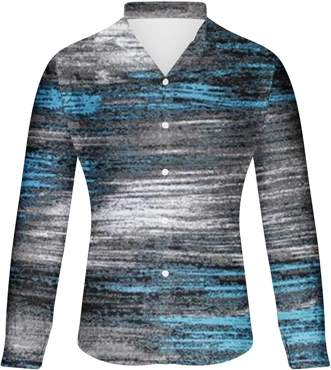 Shirts for Men Graphic Tees Casual Stylish Long Sleeve Button Down Muscle Fit T Shirt Fashion 3D Print Work Tops