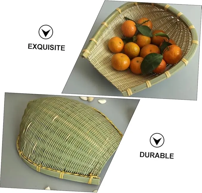 1pc Bamboo Dustpan Woven Hamper Small Wicker Basket Vegetable Baskets for Kitchen