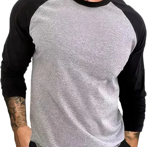 Mens Shirts Casual Stylish Tshirts Long Sleeve Color Block Fashion Tops Loose Fit Gym Muscle Shirts Fall Pullover