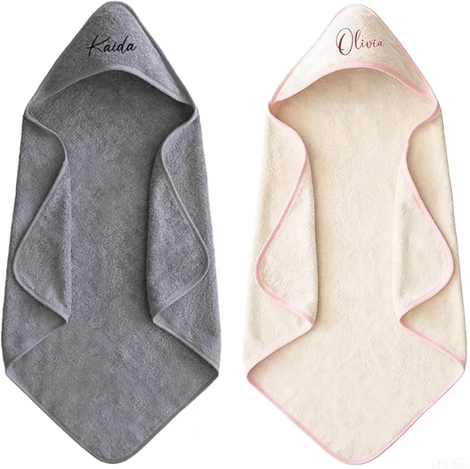 Customized Cotton Baby Towels with Hood, Personalized Baby Bath Towels for Newborn with Embroidery Name, Fluffy Fleece Blanket Baby Boys Girls Must Haves