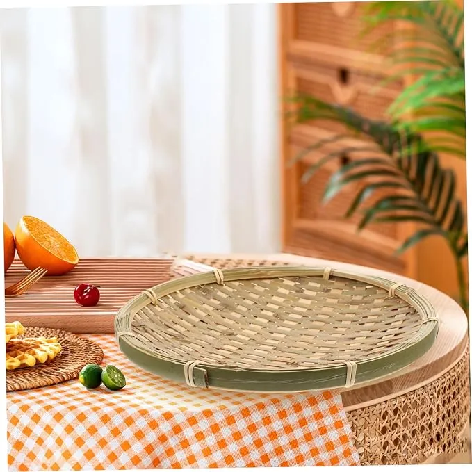 Bamboo Storage Basket Woven Food Basket Woven Food Basket Decorative Bamboo Woven Storage Basket Kitchen Counter Accessory