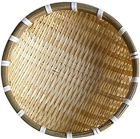Fruit Tray Weaving by Grass, Handmade Bamboo Woven Basket Tray, Round Rattan Baskets for Fruit, Bread Serving Basket Decorative Basket for Gift Boho Basket