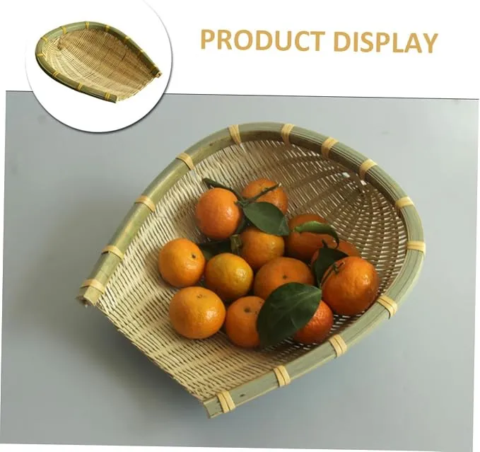 1pc Bamboo Dustpan Woven Hamper Small Wicker Basket Vegetable Baskets for Kitchen