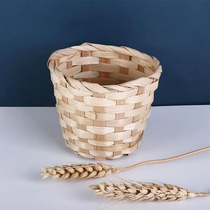Portable Wood Woven Storage Baskets, Mini Desktop Storage Basket Sundries Basket Fruit Arrangement Baskets(L)