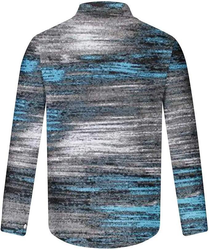 Shirts for Men Graphic Tees Casual Stylish Long Sleeve Button Down Muscle Fit T Shirt Fashion 3D Print Work Tops