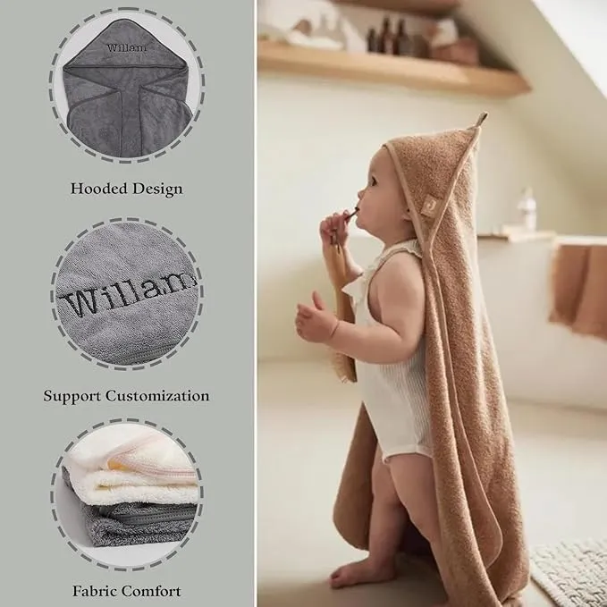 Customized Cotton Baby Towels with Hood, Personalized Baby Bath Towels for Newborn with Embroidery Name, Fluffy Fleece Blanket Baby Boys Girls Must Haves