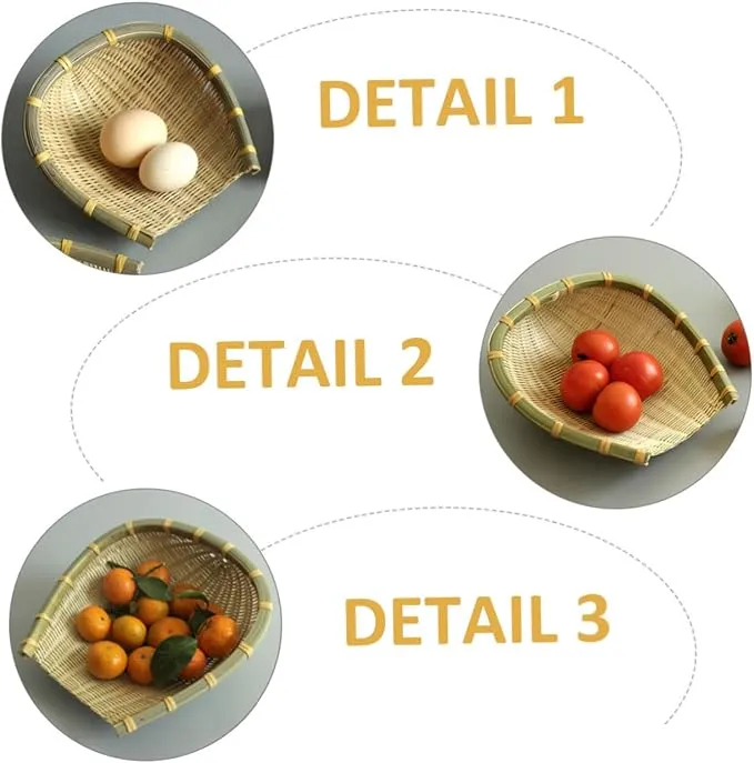 1pc Bamboo Dustpan Woven Hamper Small Wicker Basket Vegetable Baskets for Kitchen