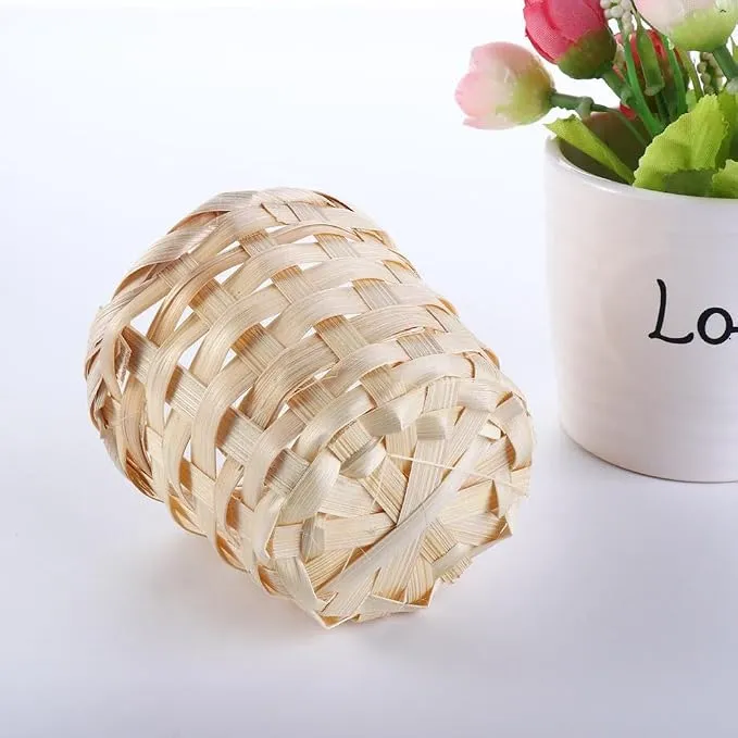 Portable Wood Woven Storage Baskets, Mini Desktop Storage Basket Sundries Basket Fruit Arrangement Baskets(L)