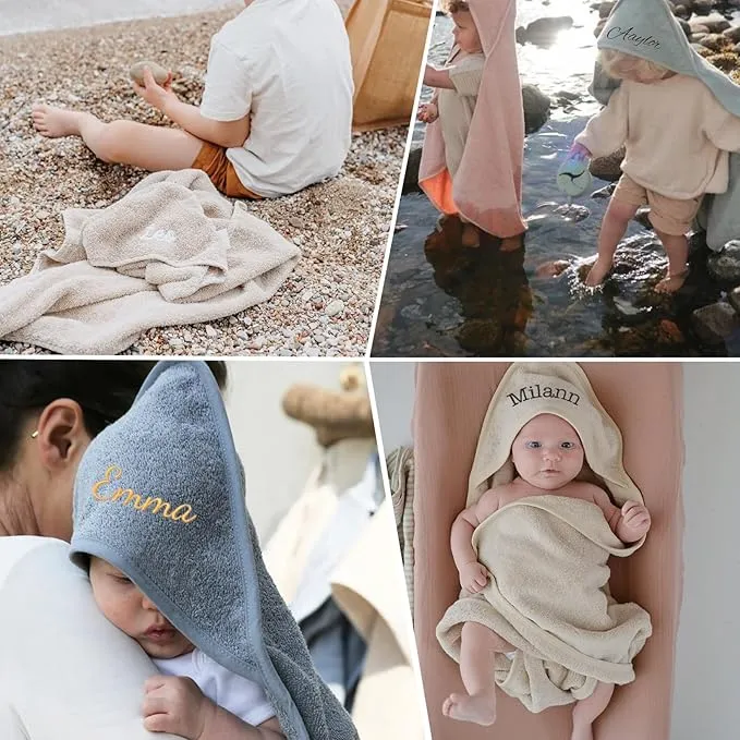 Customized Cotton Baby Towels with Hood, Personalized Baby Bath Towels for Newborn with Embroidery Name, Fluffy Fleece Blanket Baby Boys Girls Must Haves