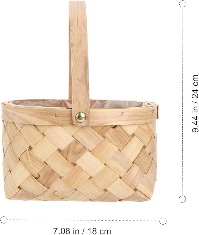 Camping Wooden Planter Woven Hamper Baskets Wedding Floral Basket Hand-woven Storage Box Storage Basket Agricultural Products Bamboo Portable Box