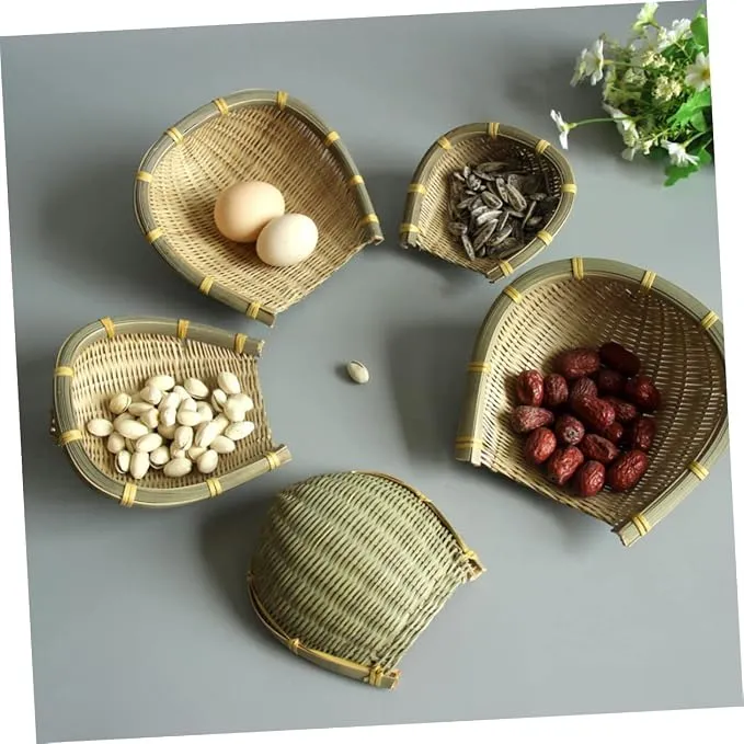 1pc Bamboo Dustpan Woven Hamper Small Wicker Basket Vegetable Baskets for Kitchen