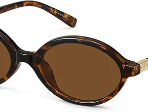 Retro Oval Sunglasses for Women Trendy Small Vintage Round Sun Glasses UV Protection