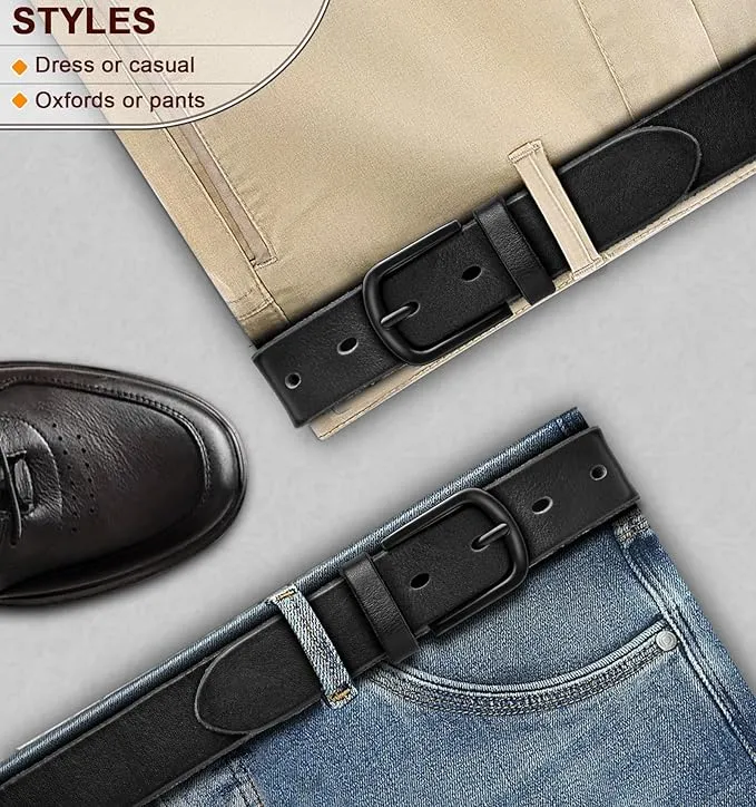 BULLIANT Men Belt Multi Pack,Leather Belt For Gift Men Golf Dress Casual Jean 7Holes 1 3/8"