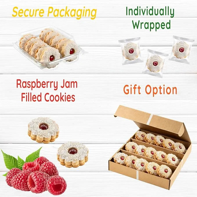 Delicious Raspberry Linzer Tart Cookies | Individually Wrapped | Gourmet Italian Cookies | Nut-Free & Kosher | 9 oz Stern's Bakery