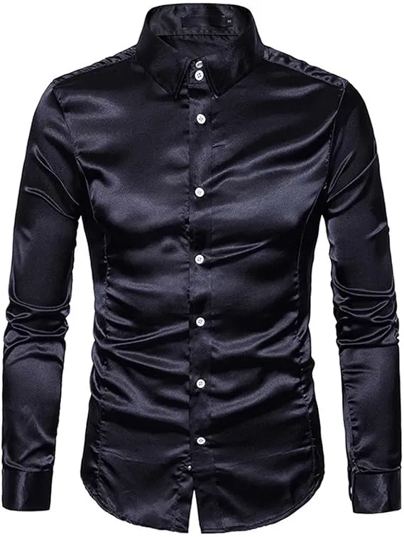 Mens Casual Shirts Long Sleeve Button Down T Shirt Classic Fit Solid Dress Shirt Fashion Work Slim Fit Tees Shirt