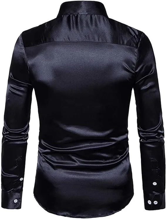 Mens Casual Shirts Long Sleeve Button Down T Shirt Classic Fit Solid Dress Shirt Fashion Work Slim Fit Tees Shirt
