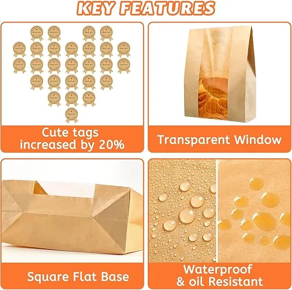 50 Pcs Bread Bags for Homemade Bread, Sourdough Paper With Window,